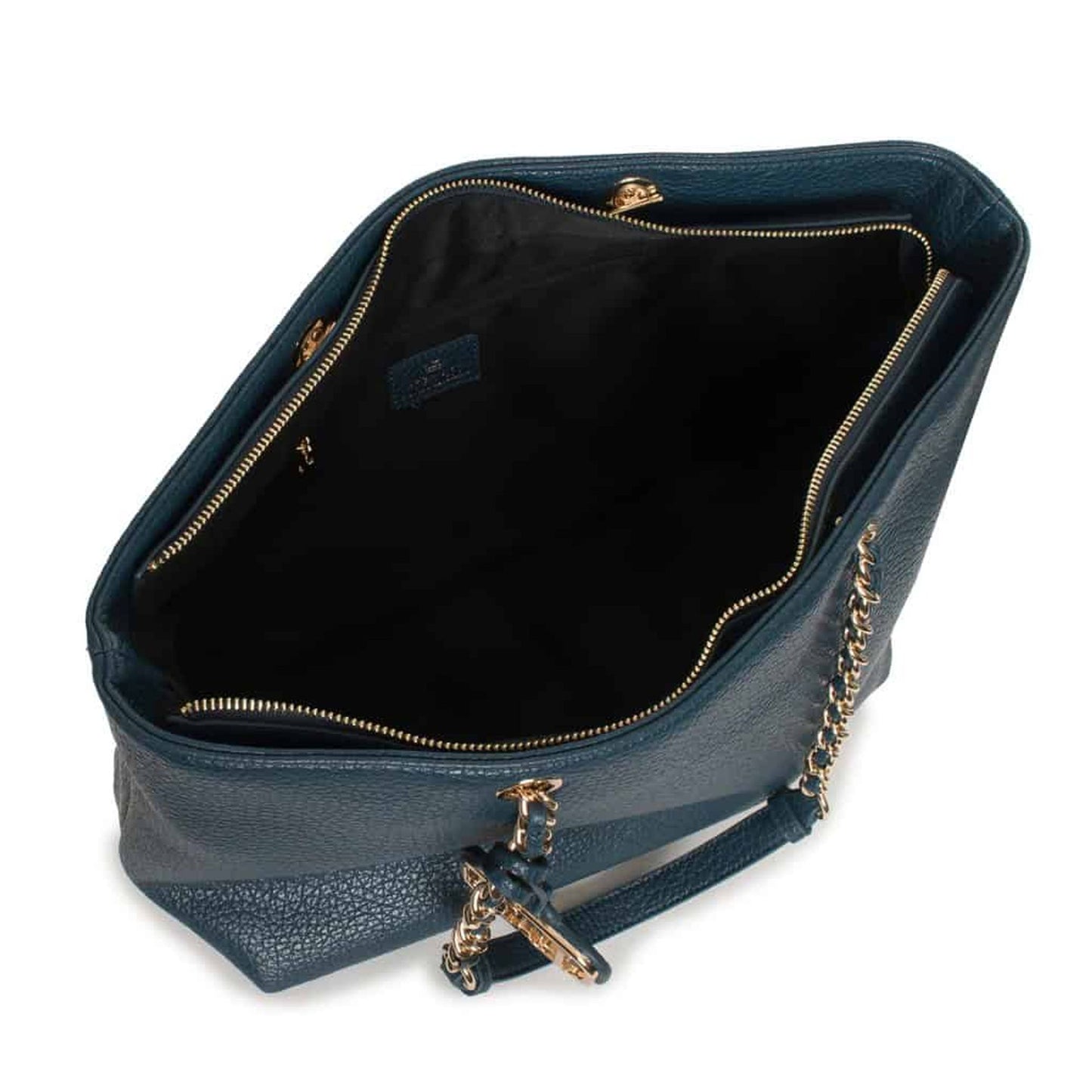 Egon von Fürstenberg NOEMI Navy – Luxus Shopper aus Echtleder mit Goldkette