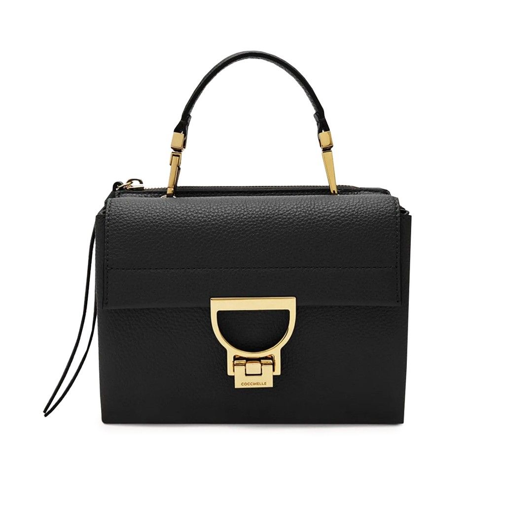 Coccinelle Arlettis Small Schwarz – Luxus Echtleder Handtasche mit Goldverschluss