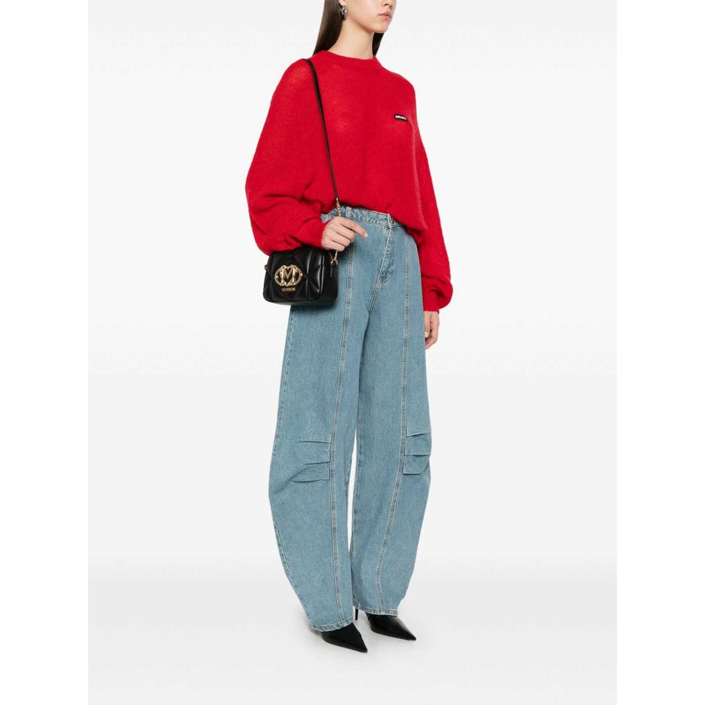 Love Moschino Tracolla Black – Gesteppt Crossbody Bag mit Goldlogo & Kette