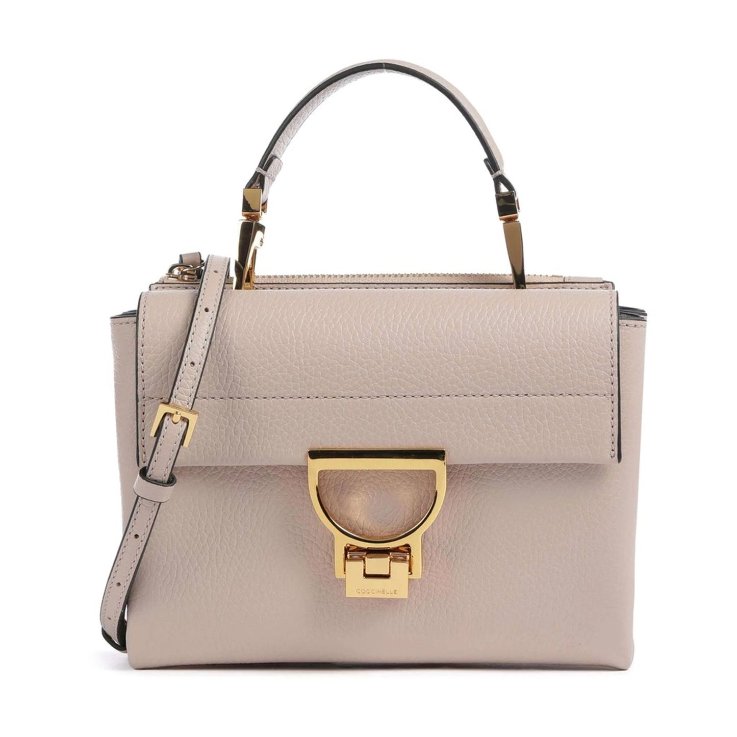 Coccinelle Tracolla Sand – Luxus Handtasche aus Echtleder mit Goldverschluss