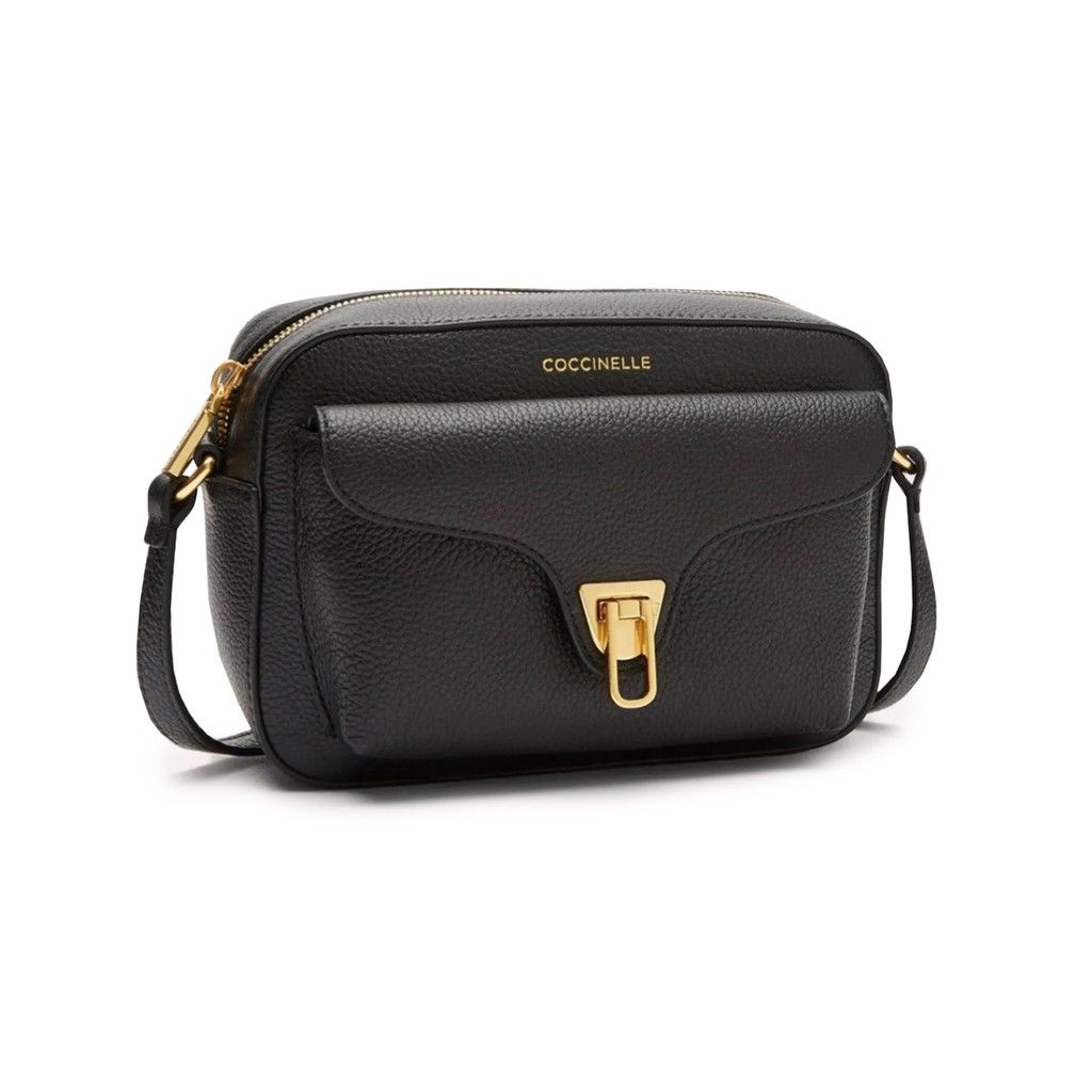 Coccinelle Beat Small Schwarz – Luxus Echtleder Crossbody Tasche mit Goldverschluss
