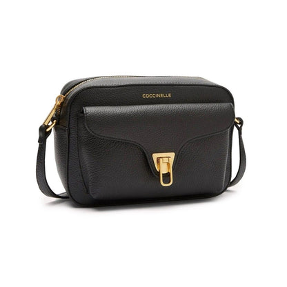 Coccinelle Beat Small Schwarz – Luxus Echtleder Crossbody Tasche mit Goldverschluss