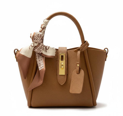 Melo “Elina Tote” – Elegante Leder-Handtasche mit Tuch-Detail