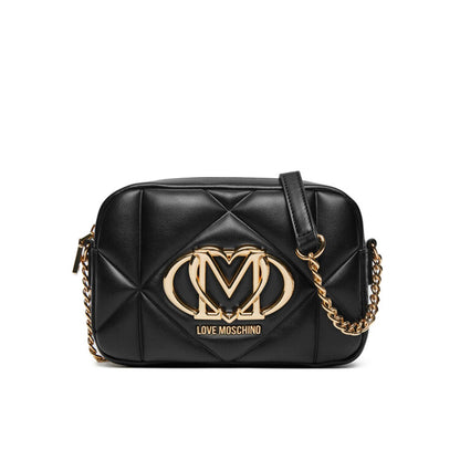 Love Moschino Tracolla Black – Gesteppt Crossbody Bag mit Goldlogo & Kette